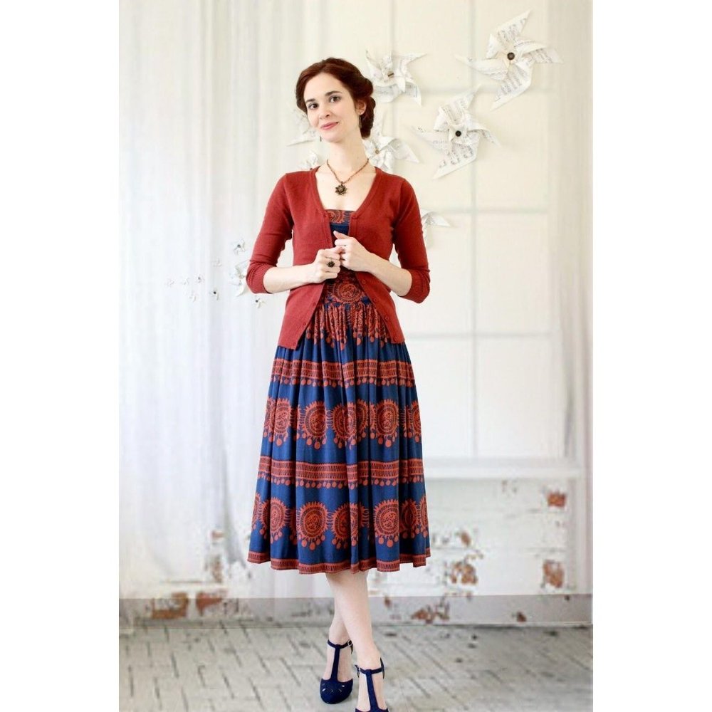 Girls From Savoy Anthropologie Oxidized Medallions Dress red blue strapless